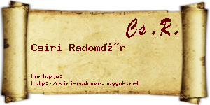 Csiri Radomér névjegykártya